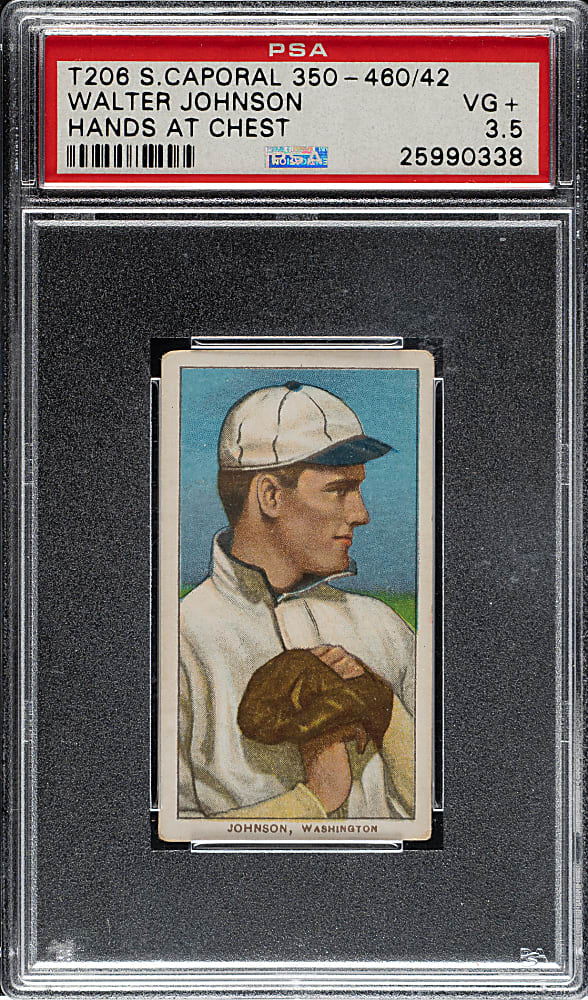 1909-1911 T206 White Border Walter Johnson Hands at Chest PSA VG+ 3.5