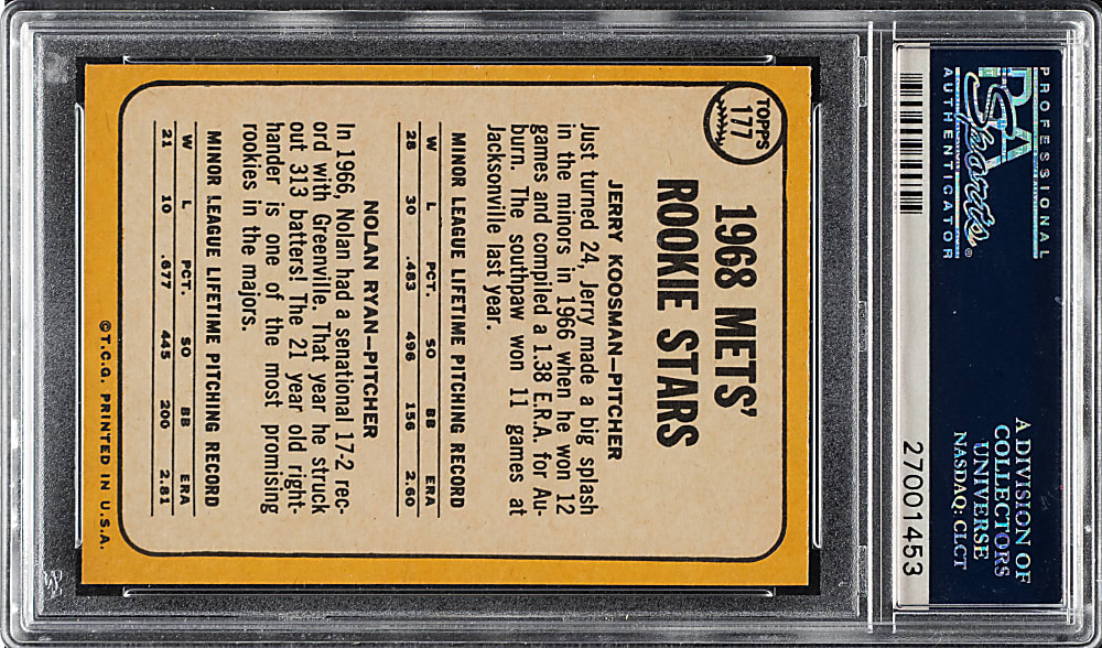 1968 Topps #177 Nolan Ryan Rookie PSA NM-MT 8