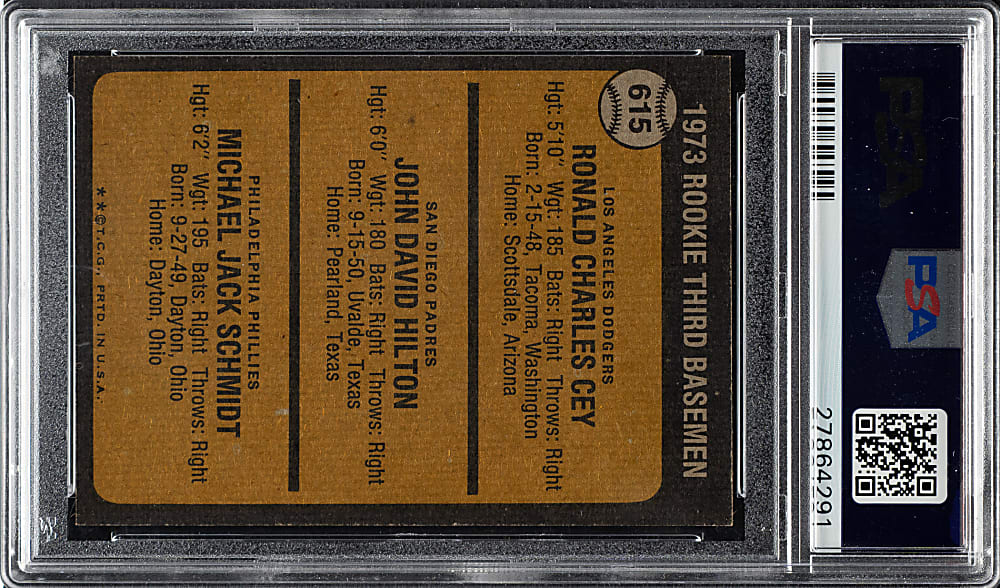 1973 Topps #615 Mike Schmidt Rookie PSA MINT 9