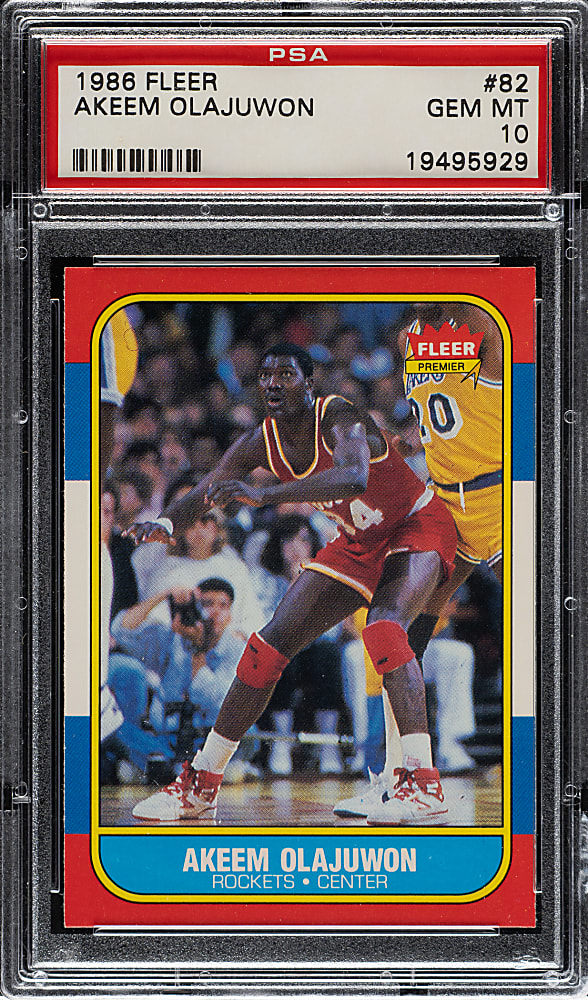 1986-1987 Fleer Basketball #82 Akeem Olajuwon Rookie PSA GEM MINT 10