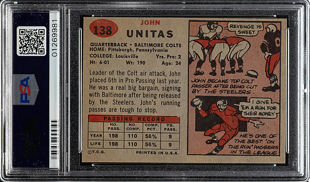 1957 Topps Football #138 Johnny Unitas Rookie PSA NM-MT 8