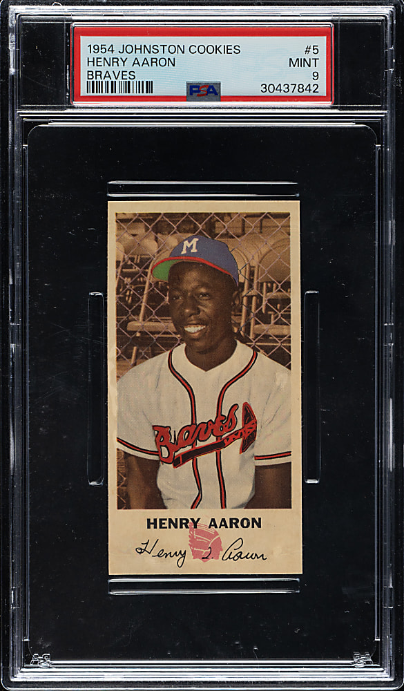 1954 Johnston Cookies #5 Hank Aaron Rookie PSA MINT 9 - Highest Graded!