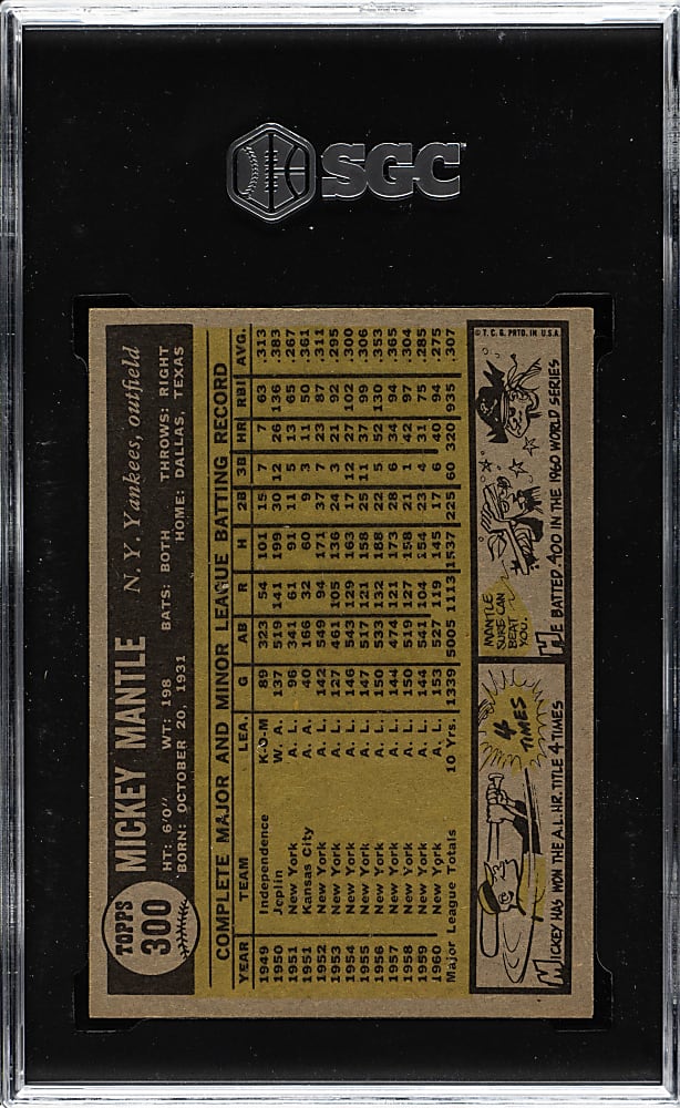1961 Topps #300 Mickey Mantle SGC NM/MT+ 8.5