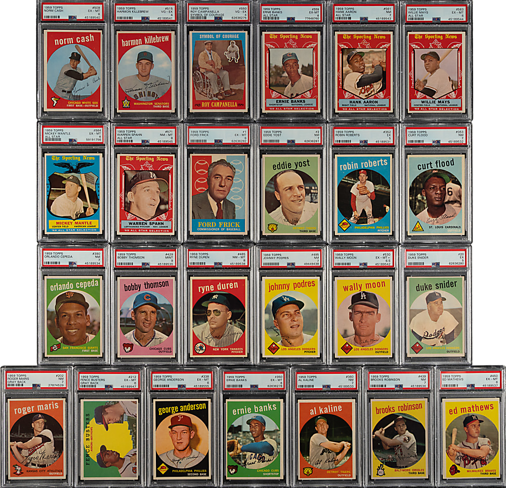 1959 Topps Near-Complete Set (568/572) Including 28 PSA-Graded Cards