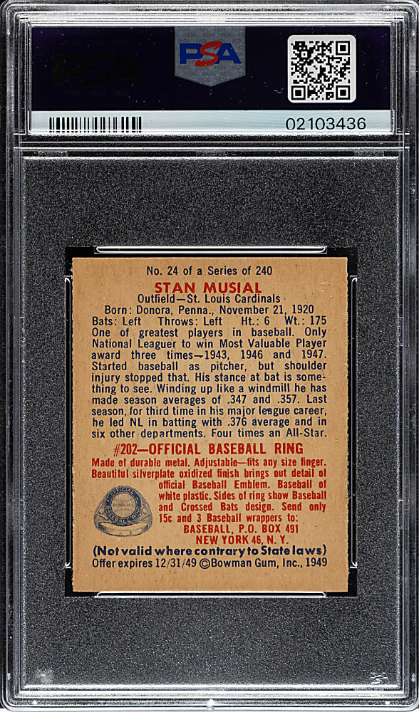 1949 Bowman #24 Stan Musial PSA NM-MT 8