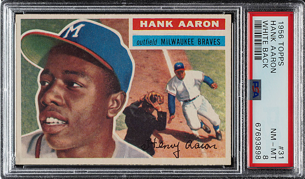 1956 Topps #31 Hank Aaron White Back PSA NM-MT 8