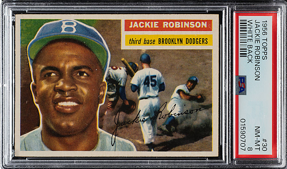1956 Topps #30 Jackie Robinson White Back PSA NM-MT 8