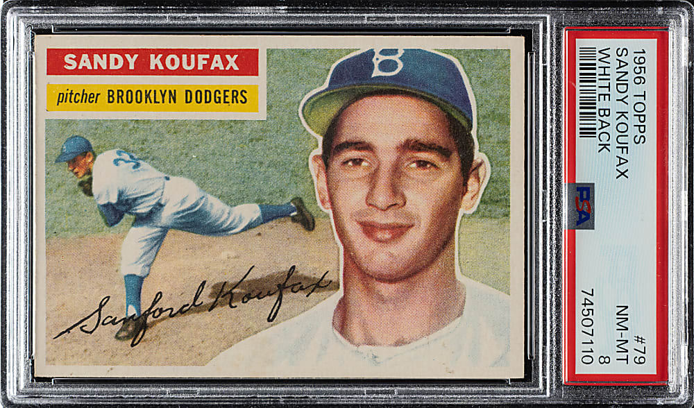 1956 Topps #79 Sandy Koufax White Back PSA NM-MT 8