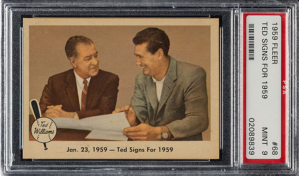 1959 Fleer Ted Williams #68 "Ted Signs" PSA MINT 9