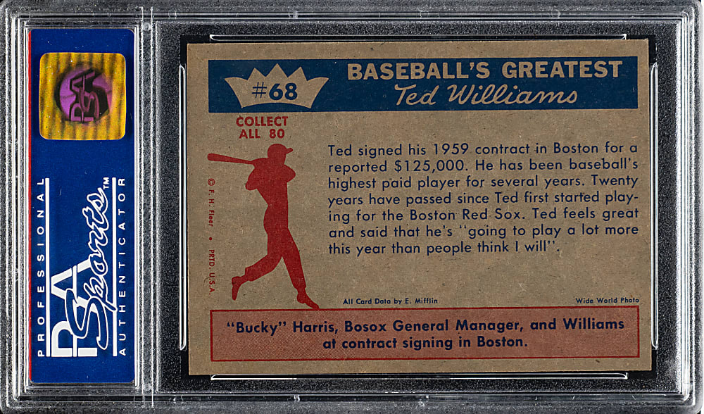 1959 Fleer Ted Williams #68 "Ted Signs" PSA MINT 9