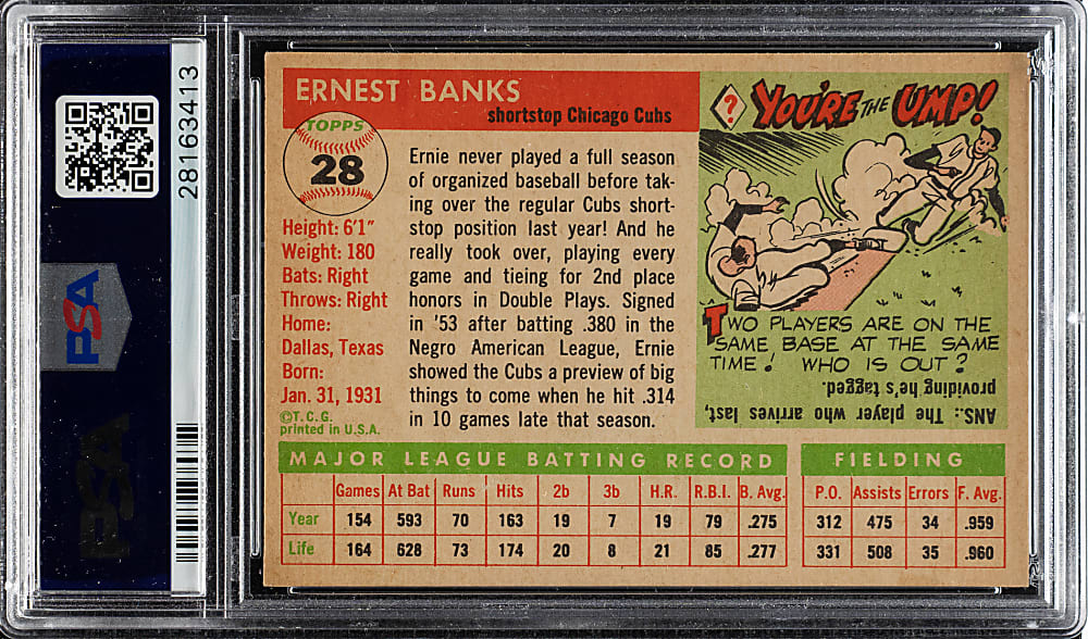 1955 Topps #28 Ernie Banks PSA NM-MT 8