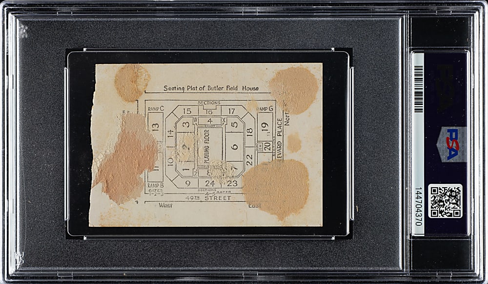 1955 Indiana High School Basketball Championship Ticket Stub PSA POOR 1 - First All-Black State Champions Led by Oscar Robertson - The ONLY Graded Example!