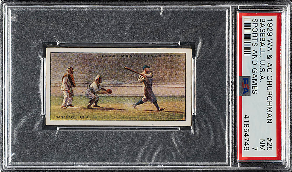 1929 Churchman "Sports and Games in Many Lands" #25 Baseball with Babe Ruth PSA NM 7