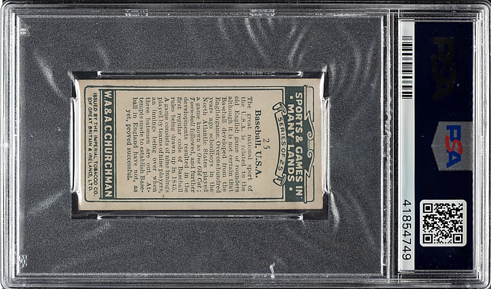 1929 Churchman "Sports and Games in Many Lands" #25 Baseball with Babe Ruth PSA NM 7