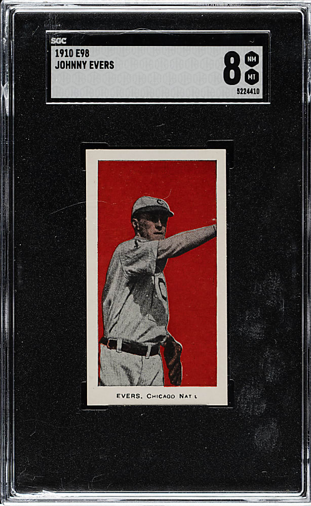 1910 E98 Anonymous "Set of 30" Johnny Evers SGC NM/MT 8 - Red Background
