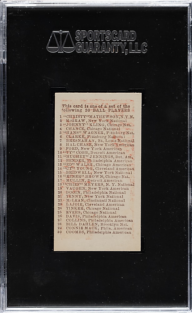 1910 E98 Anonymous "Set of 30" Johnny Evers SGC NM/MT 8 - Red Background