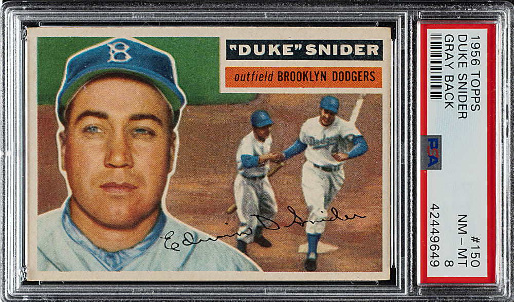 1956 Topps #150 Duke Snider Gray Back PSA NM-MT 8