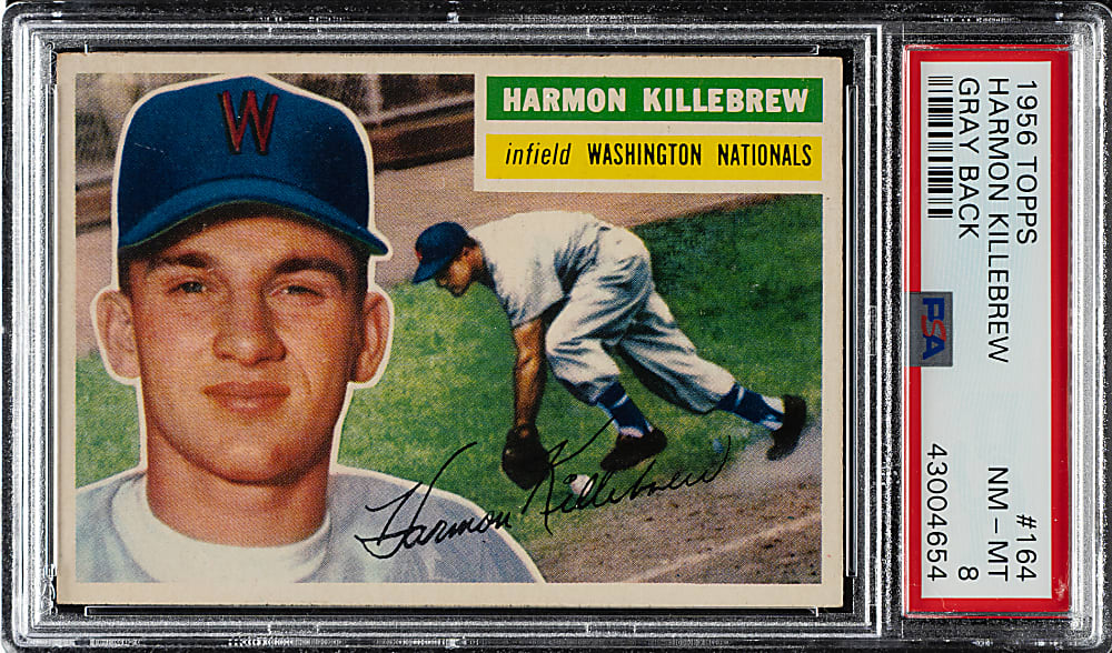 1956 Topps #164 Harmon Killebrew Gray Back PSA NM-MT 8