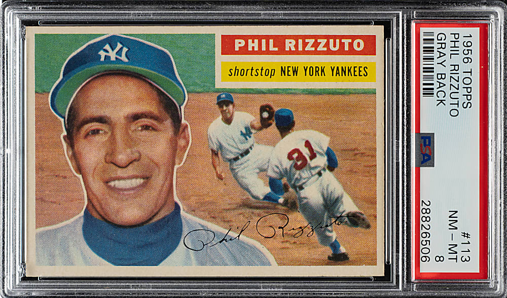 1956 Topps #113 Phil Rizzuto Gray Back PSA NM-MT 8