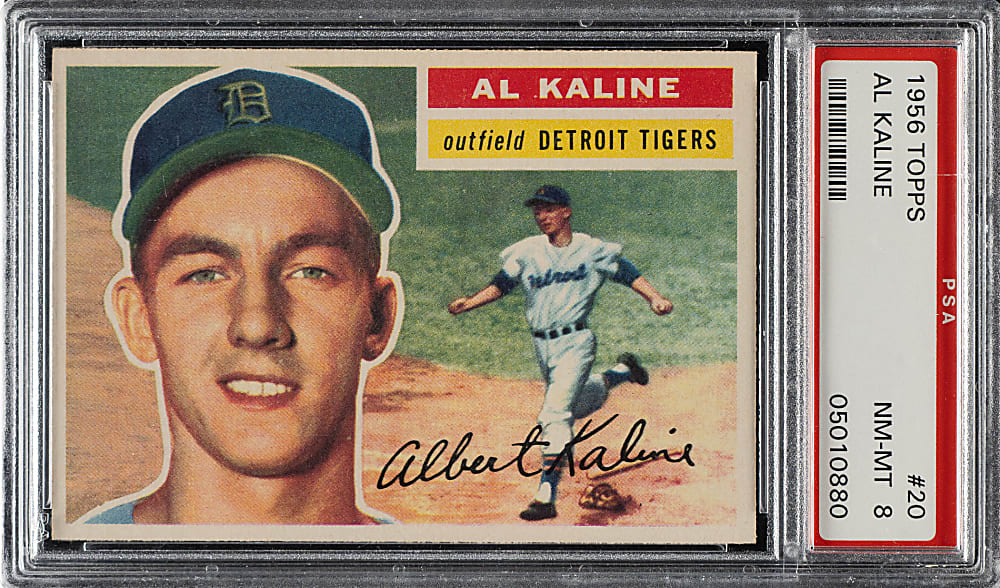 1956 Topps #20 Al Kaline White Back PSA NM-MT 8
