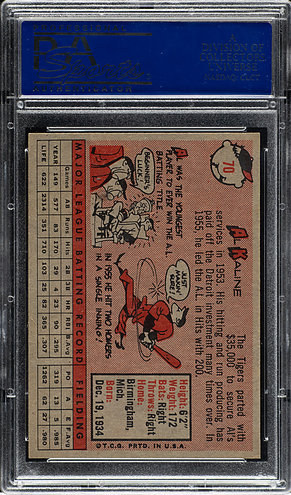 1958 Topps #70 Al Kaline PSA NM-MT 8