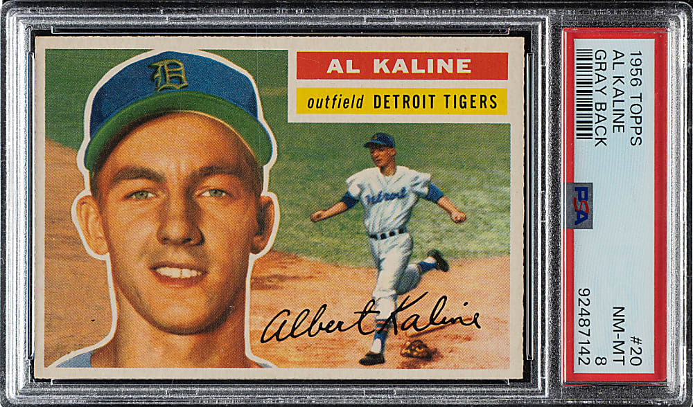 1956 Topps #20 Al Kaline Gray Back PSA NM-MT 8