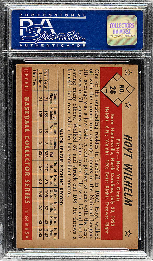 1953 Bowman Black & White #28 Hoyt Wilhelm PSA NM-MT 8