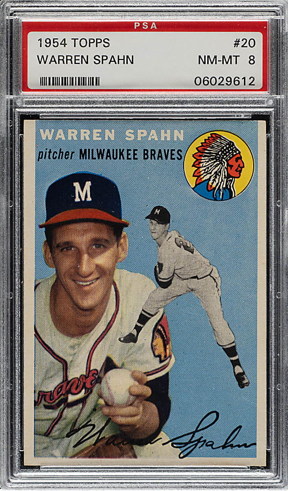 1954 Topps #20 Warren Spahn PSA NM-MT 8