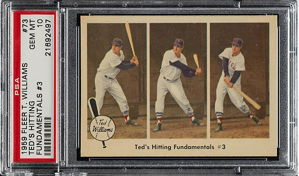 1959 Fleer Ted Williams #73 "Ted Hitting Fundamentals #3" PSA GEM MINT 10