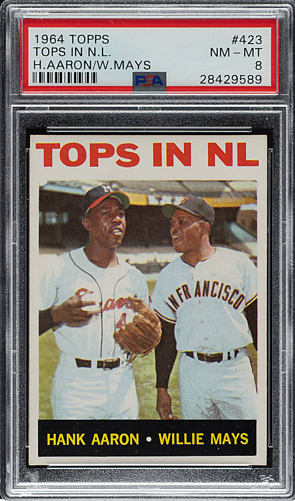 1964 Topps #423 Tops in NL with Hank Aaron and Willie Mays PSA NM-MT 8