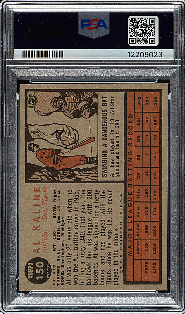1962 Topps #150 Al Kaline PSA NM-MT 8