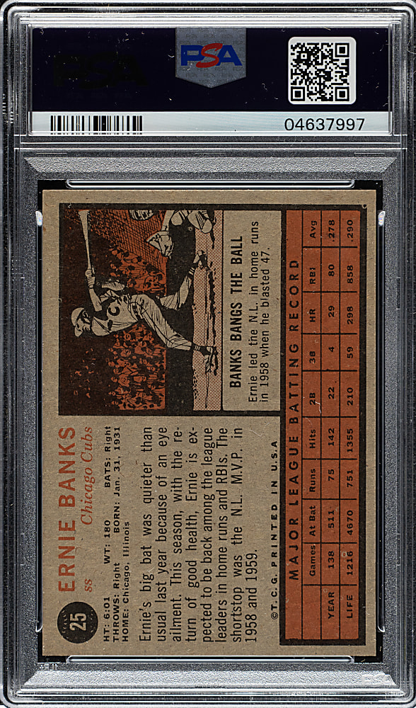 1962 Topps #25 Ernie Banks PSA NM-MT 8