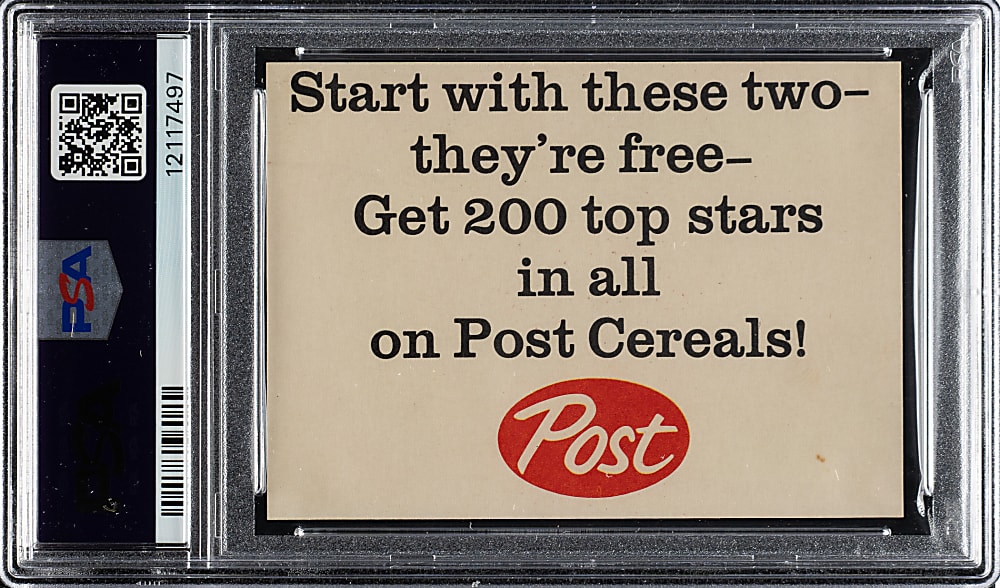 1962 Post Cereal #6 Roger Maris Ad Back PSA GEM MINT 10