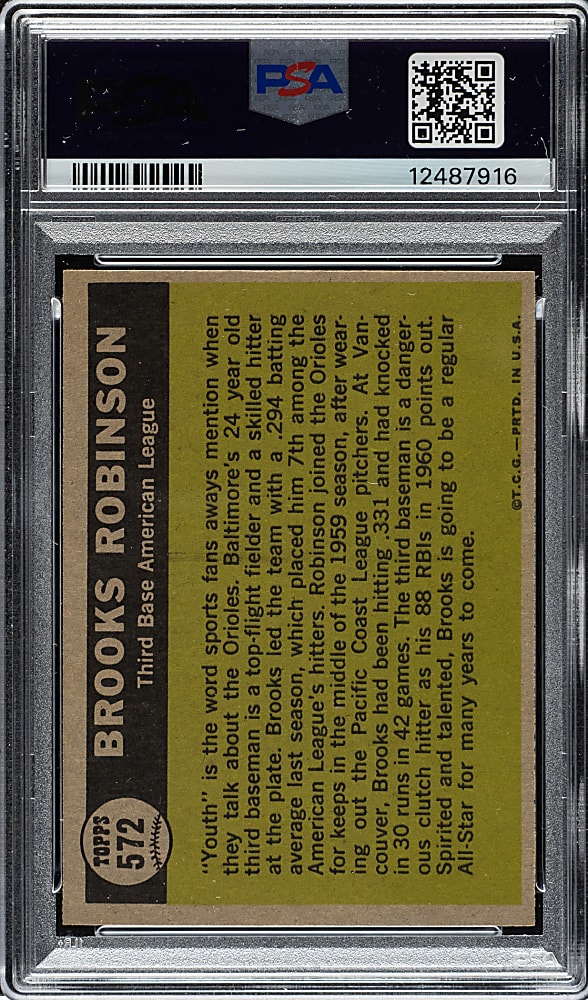 1961 Topps #572 Brooks Robinson All-Star PSA MINT 9