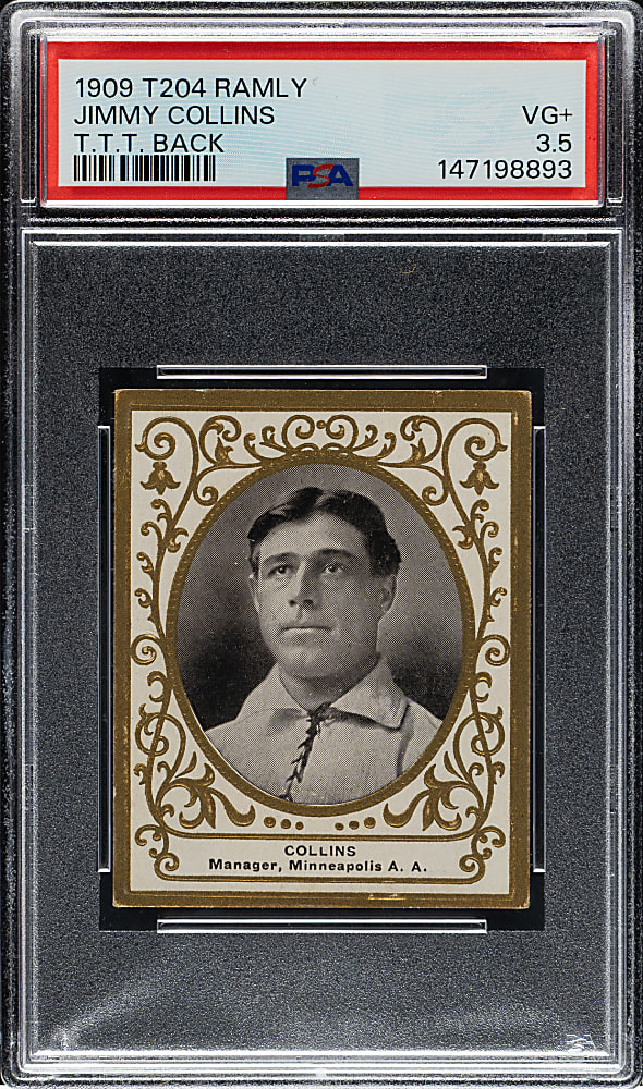 1909 T204 Ramly Tobacco Jimmy Collins PSA VG+ 3.5 - T.T.T. Advertisement