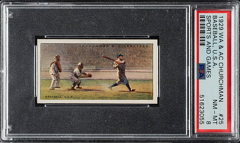1929 Churchman "Sports and Games in Many Lands" #25 Baseball with Babe Ruth PSA NM-MT 8