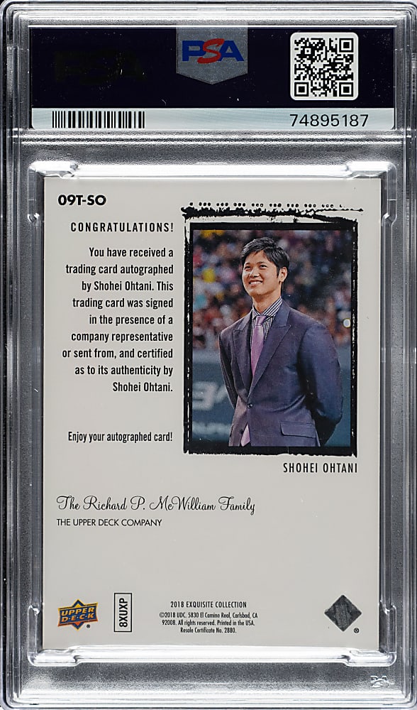 2018 Upper Deck Goodwin Champions Exquisite Rookie Autograph #09T-SO Shohei Ohtani #2/99 PSA NM 7 with GEM 10 Signature