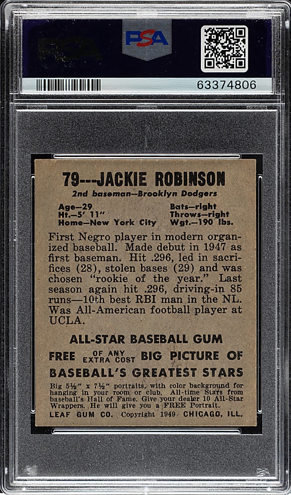 1948-1949 Leaf #79 Jackie Robinson Rookie PSA EX+ 5.5