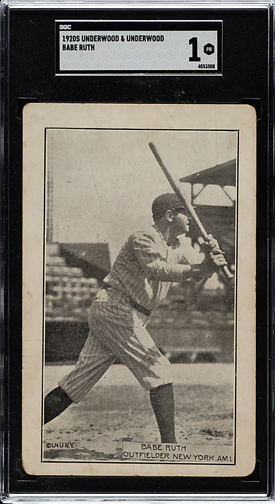 Extremely Rare 1920s Underwood & Underwood Babe Ruth SGC POOR 1