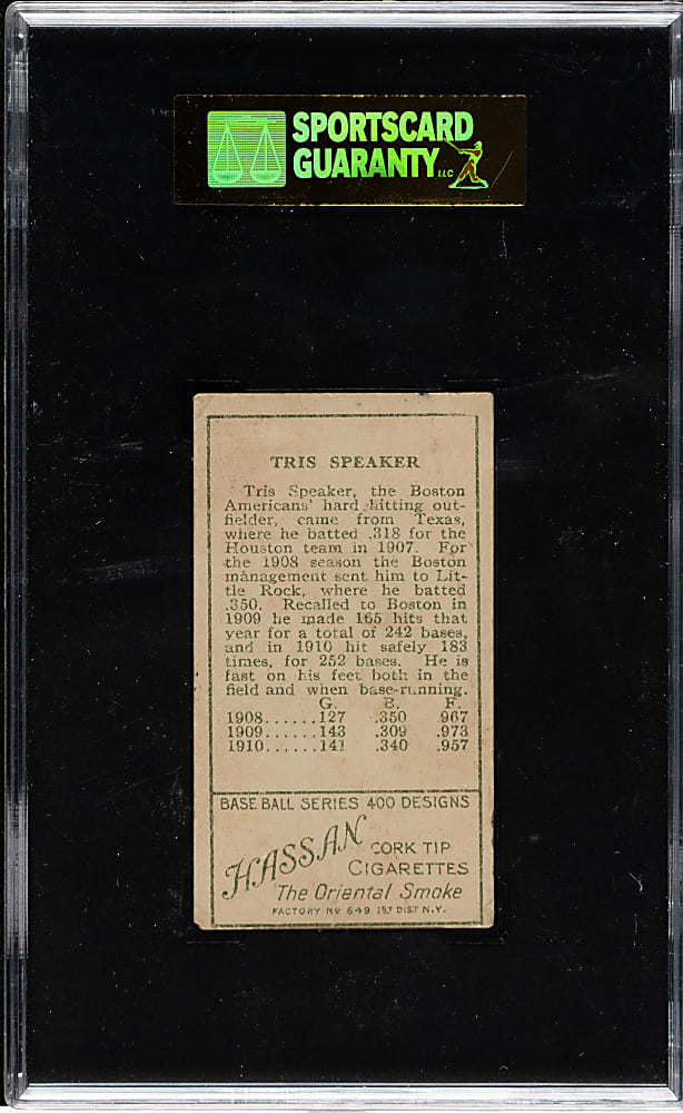 1911 T205 Gold Border Tris Speaker SGC VG/EX 50