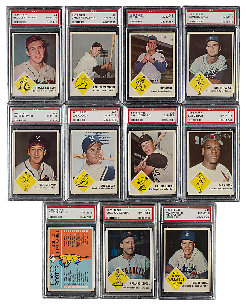 1963 Fleer PSA NM-MT 8 Complete Set (67)
