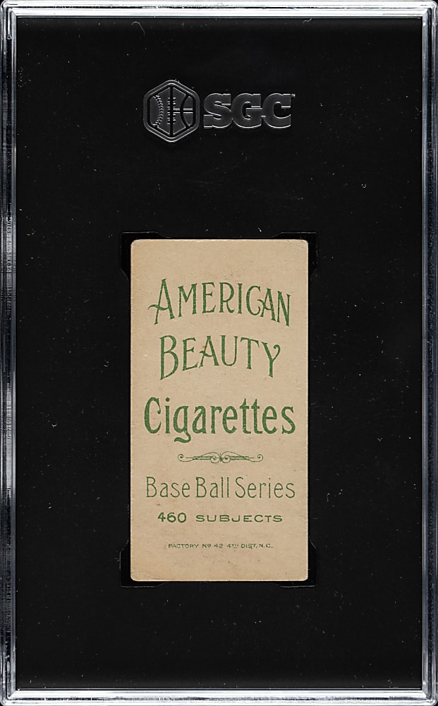 1909-1911 T206 White Border Ty Cobb Bat Off Shoulder SGC VG 3 - American Beauty 460 Back