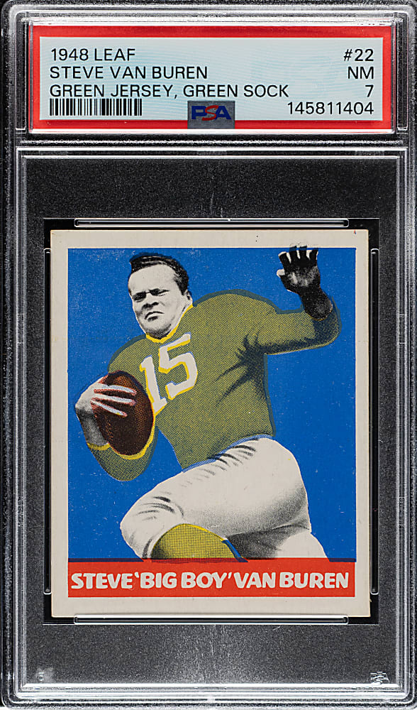 1948 Leaf Football #22 Steve Van Buren Rookie Green Jersey, Green Sock PSA NM 7