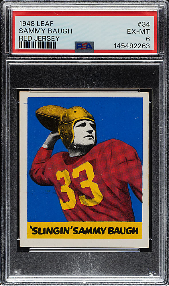 1948 Leaf Football #34 Sammy Baugh Rookie Red Jersey PSA EX-MT 6