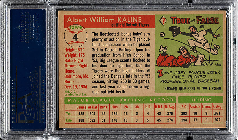 1955 Topps #4 Al Kaline PSA NM-MT 8