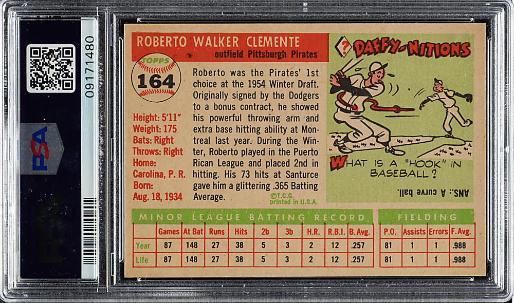 1955 Topps #164 Roberto Clemente Rookie PSA NM-MT+ 8.5