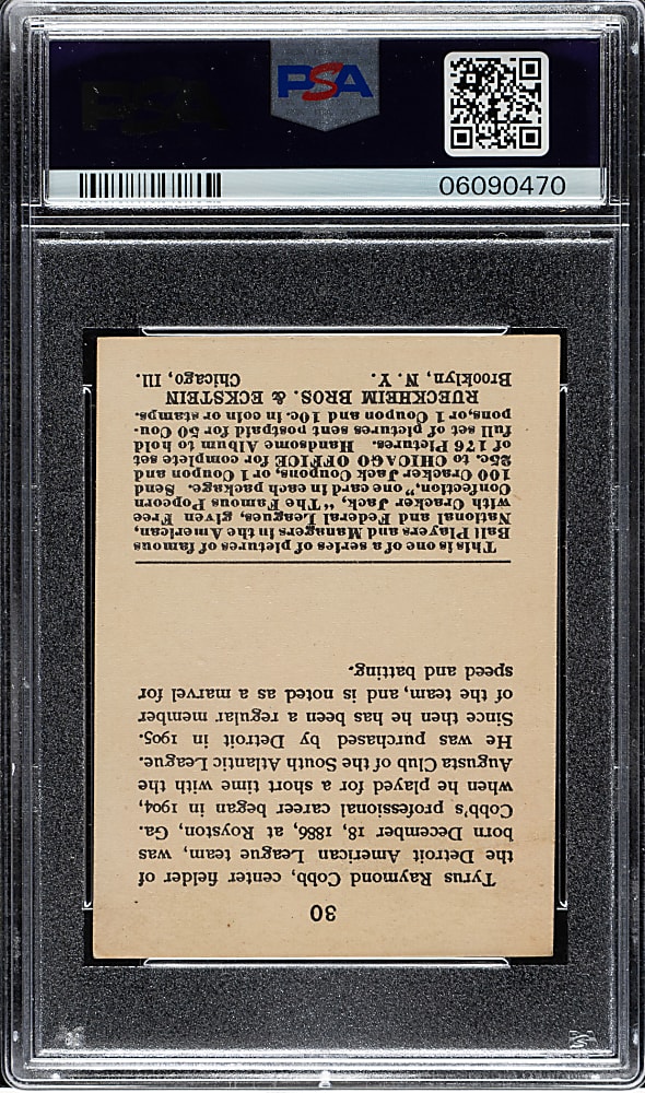 1915 E145 Cracker Jack #30 Ty Cobb PSA NM 7