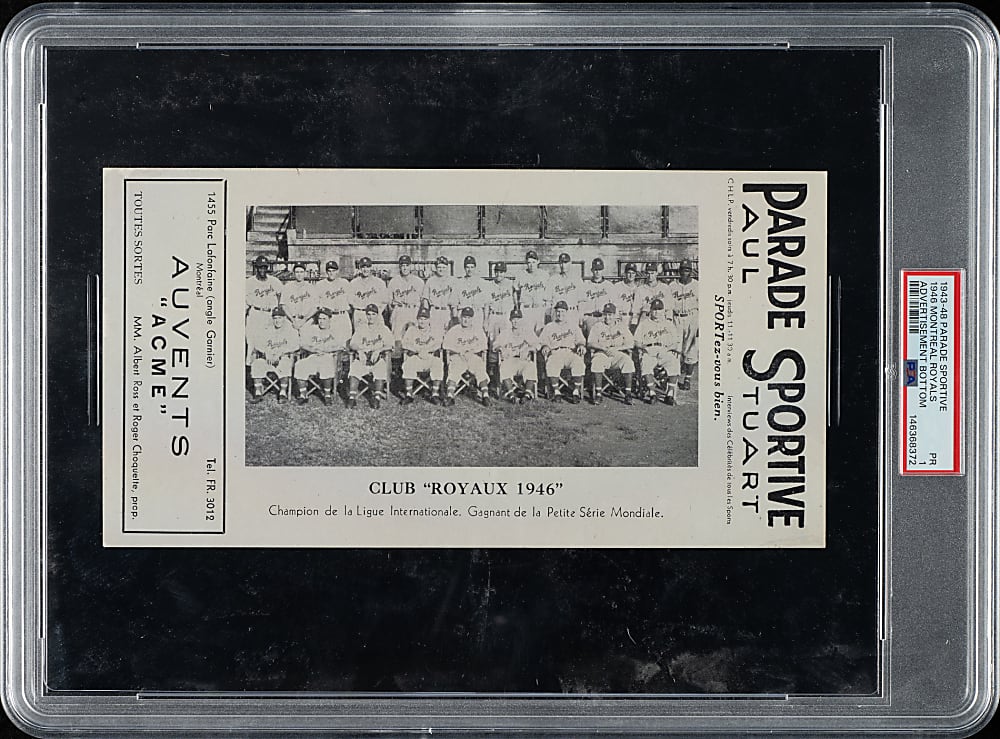 1946 Parade Sportive (Sports Parade) Montreal Royals Team with Jackie Robinson Pre-Rookie PSA POOR 1 - Advertising Variation