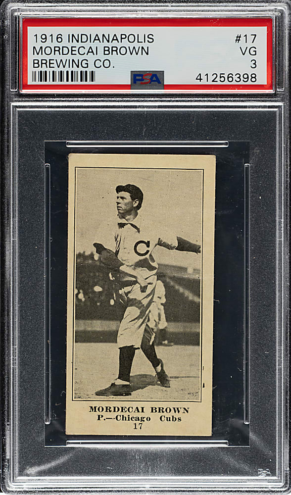 1916 M101-4 Indianapolis Brewing Co. #17 Mordecai Brown PSA VG 3 - 1 of 1 - Highest Graded!