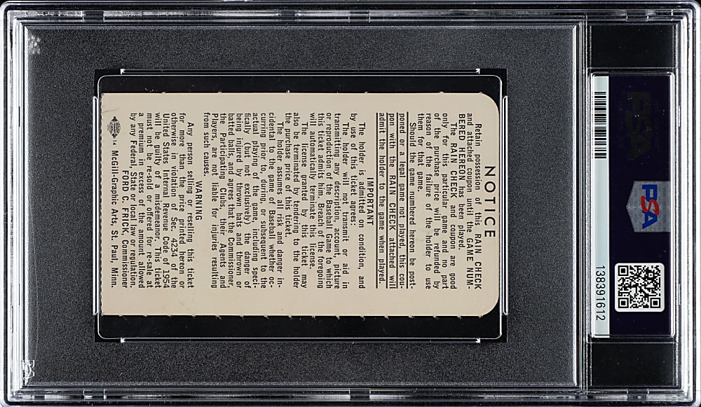 1965 Minnesota Twins (vs. Los Angeles Dodgers) World Series Game 7 Ticket Stub Signed by Sandy Koufax PSA VG-EX 4 with GEM MINT 10 Signature - Sandy Koufax MVP